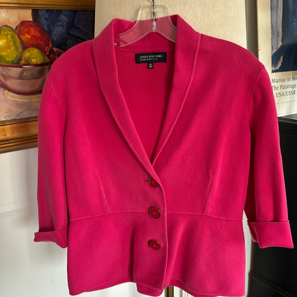 Jones New York Hot Pink Sweater Jacket